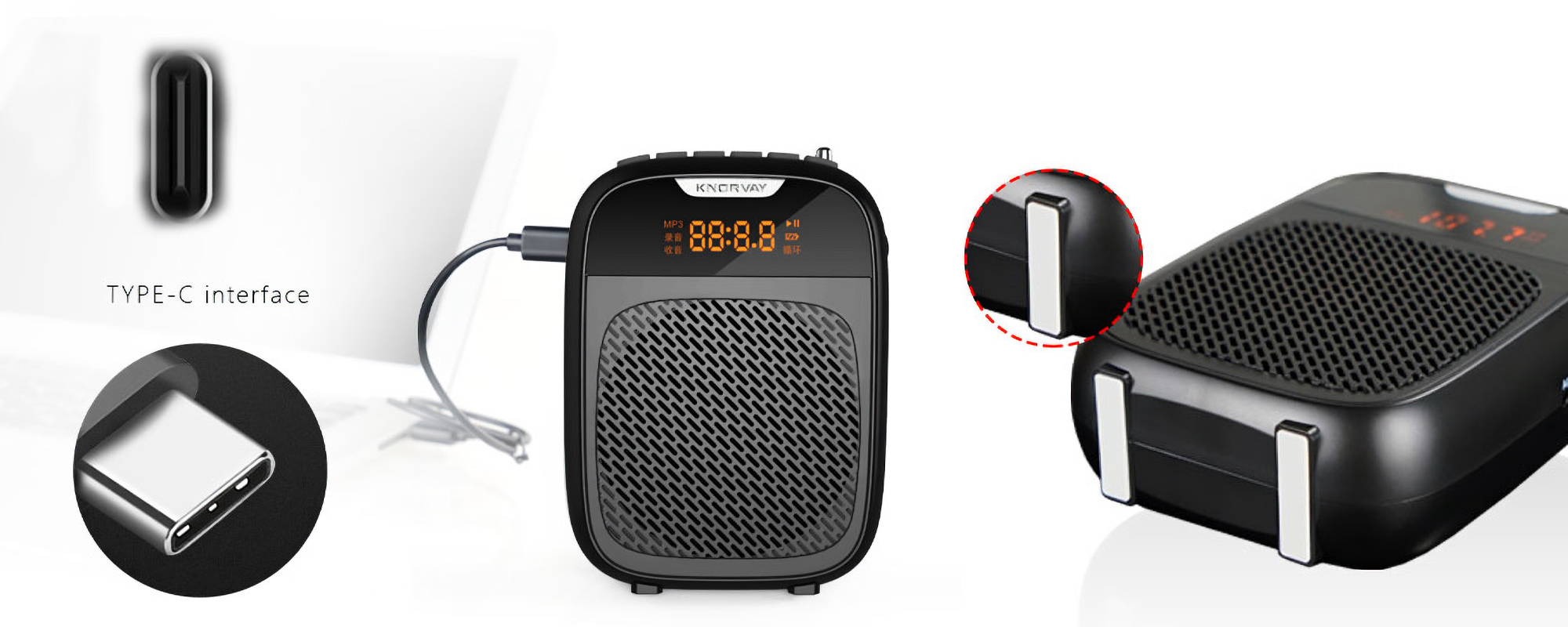 Wzmacniacz głosu z mikrofonem, dyktafonem, radiem i głośnikiem Bluetooth Norwii S328